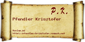 Pfendler Krisztofer névjegykártya
